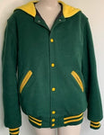 Vintage Ladies Varsity Bomber Jacket Green and Gold, XL and 2XL