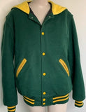 Vintage Ladies Varsity Bomber Jacket Green and Gold, XL and 2XL